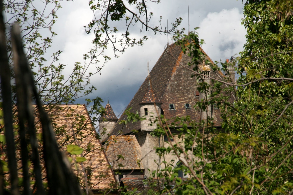 Le toit du château d'Yvoire en allant à Rovorée - La Chataignière